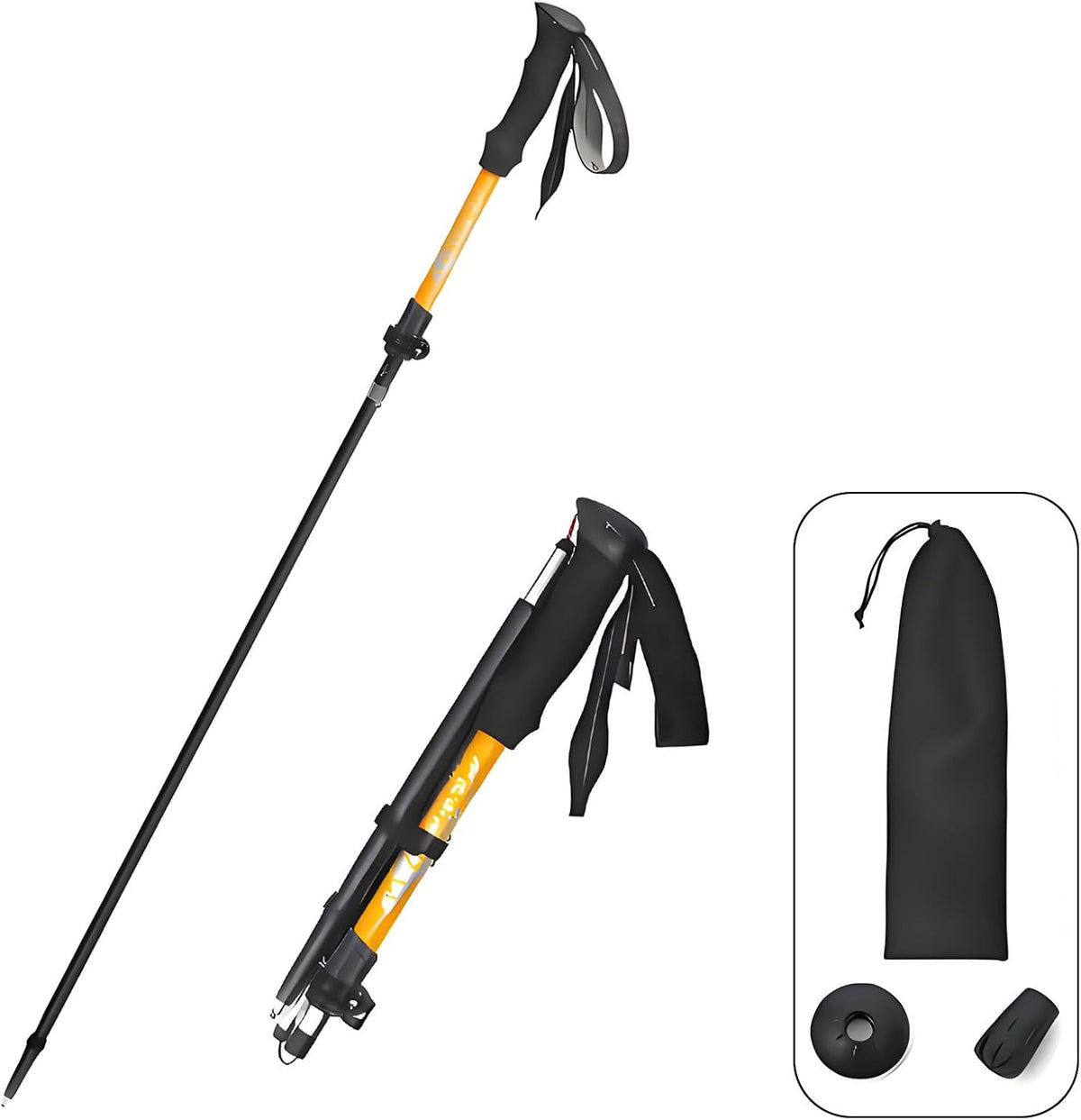 Aluminum Collapsible Ultralight Travel Trekking Hiking Poles Djustable Height,Walking Sticks with Quick Lock System, Telescopic, Camping for Men and Women